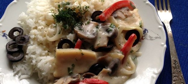 Морские гребешки с грибами «по-французски»