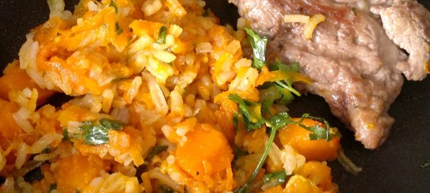 Тыквенный чатни с рисом и бараниной