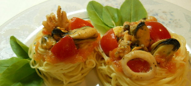 Гнезда капеллини с морскими фруктами! Дуэль!