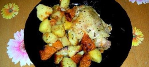 Курочка с тыквой в рукаве