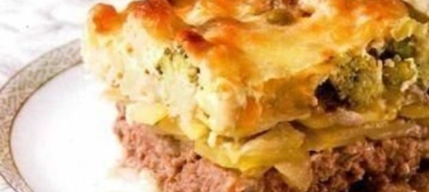 Запеканка из фарша с грибами