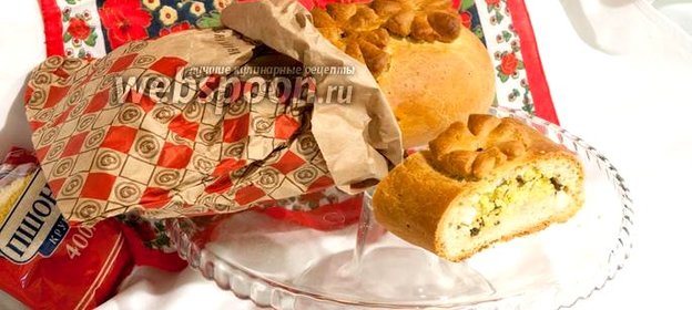 Кулебяка с морской капустой, пшеном и яйцами