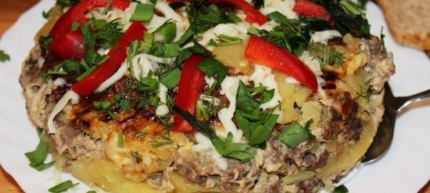 Картофельная запеканка с фаршем (в мультиварке)