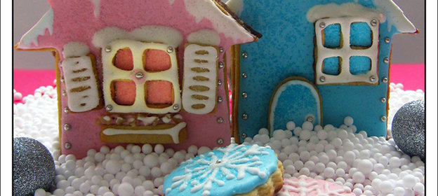 Имбирное печенье с глазурью Рождественские домики