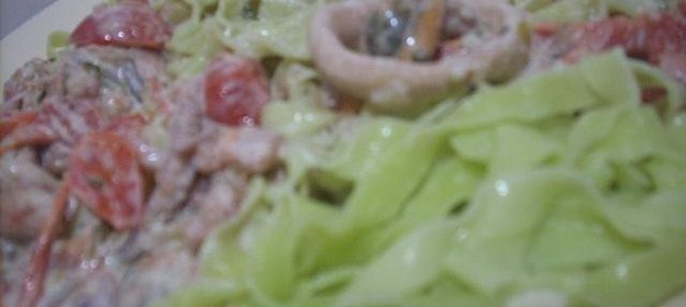 Лингвини di mare Лапша с морским коктейлем в сливочном соусе