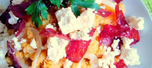 Салат из чечевицы с луком
