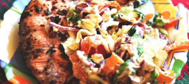 Стейк семги с лаймом и травами