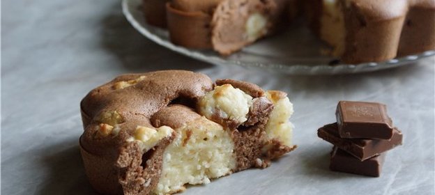 Шоколадно - творожный мягкий пирог