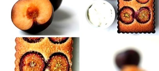 Клафути с шоколадом и сливами