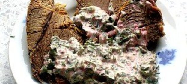 Мясо в апельсиновом маринаде под майонезом