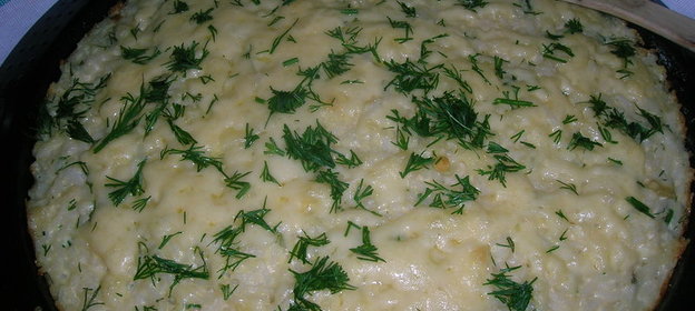 Запеканка Снежная, невероятно нежная, рисовая с грибами и курятиной