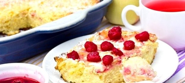 Творожная запеканка с персиками и спагетти