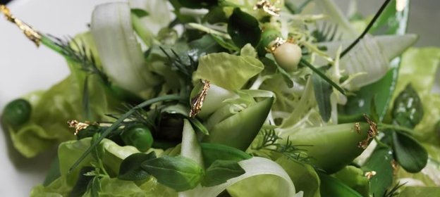 Салат из 10 зеленых овощей и яблока