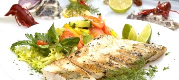 Морской окунь с апельсиновым соком