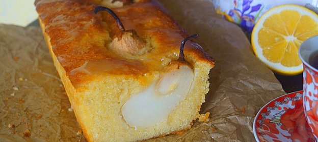 Кекс лимонный с грушами