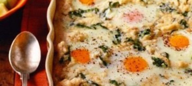 Запеканка из кукурузной крупы с листовой капустой