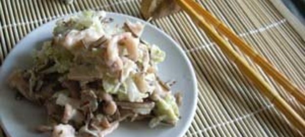 КАЛЬМАР с куриной грудкой и морской капустой