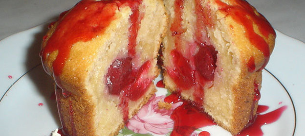 Кексики творожные с вишнями