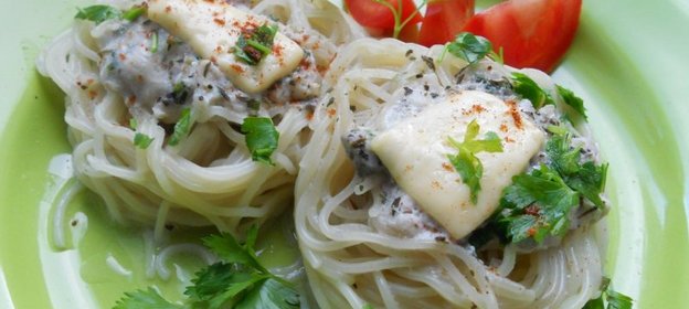 Макаронные гнезда с мясной начинкой