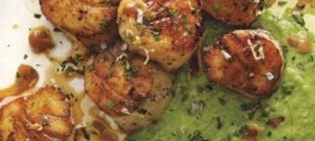 Жареные морские гребешки с гороховым пюре