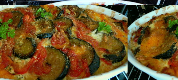 Запеканка из макарон с баклажанами