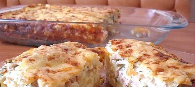 Запеканка из макарон и сосисок