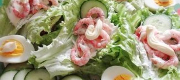 Большой бутерброд с креветками Завтрак морского царя