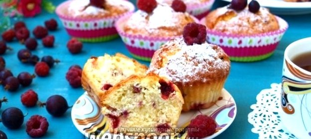 Кексы с крыжовником и малиной