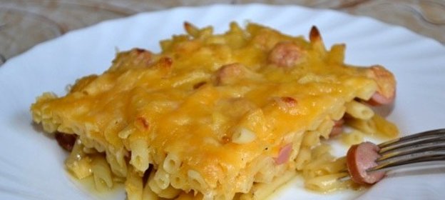 Макароны с сосиской в духовке