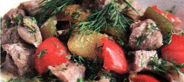 Соте из индейки с грибами