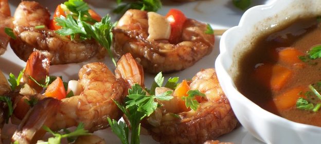 Креветки жареные в гранатовом сиропе !!!