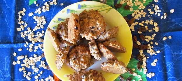 Овсянно-банановое печенье с изюмом без сахара