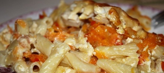 Запеканка с макаронами и курицей в духовке