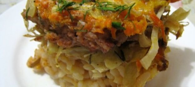 Запеканка с фаршем и рисом «Находка»