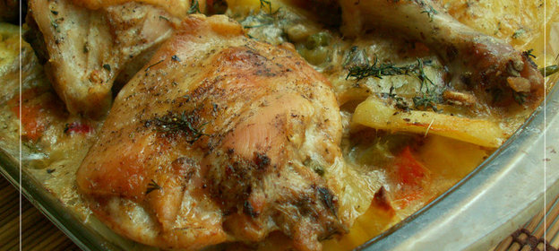 Куриные ножки с запеченными овощами