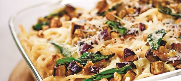 Макароны с баклажанами и базиликом