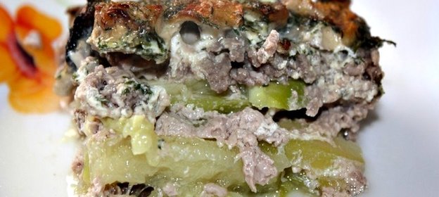 Кабачковая запеканка с фаршем