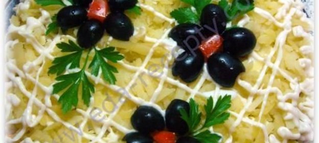 Салат из шампиньонов консервированных курица под шубой