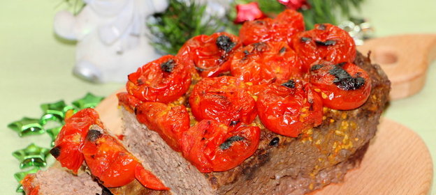 Горчичный мясной хлеб с помидорами черри (Новогоднее спасибо, Нина barska)