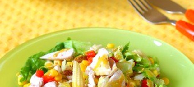 Салат из курицы с ананасами и грибами