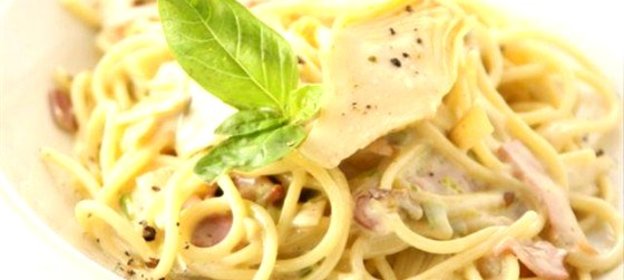 Спагетти карбонара с шампиньонами