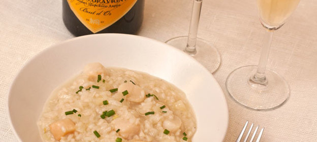 Ризотто с морскими гребешками и шампанским
