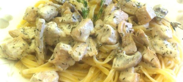 Паста с индейкой и шампиньонами