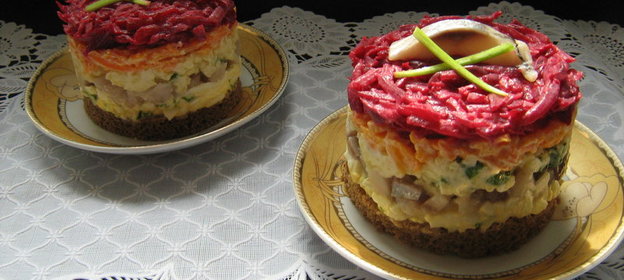 Селёдочка под шубой на бородинском хлебушке