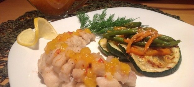 Красный окунь с манговым чатни
