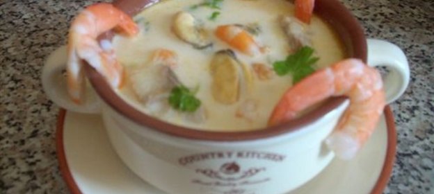 Суп с морепродуктами сливочный Средиземноморский