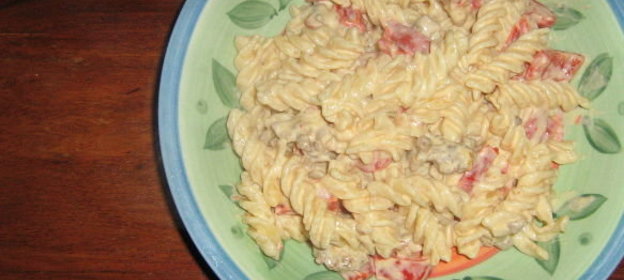 Паста (фузилли) с болгарским перцем и маскарпоне