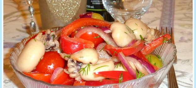 Салат с мини-кальмарчиками