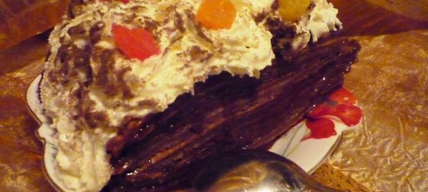 Блинный шоколадный торт на завтрак