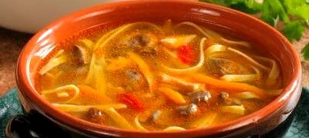 Лапша с куриной печенкой